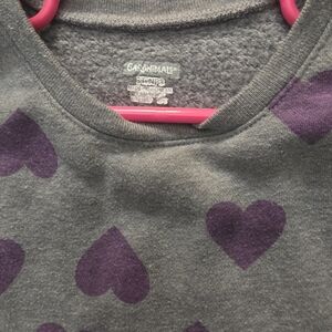 Gray Sweatshirt with Purple Hearts